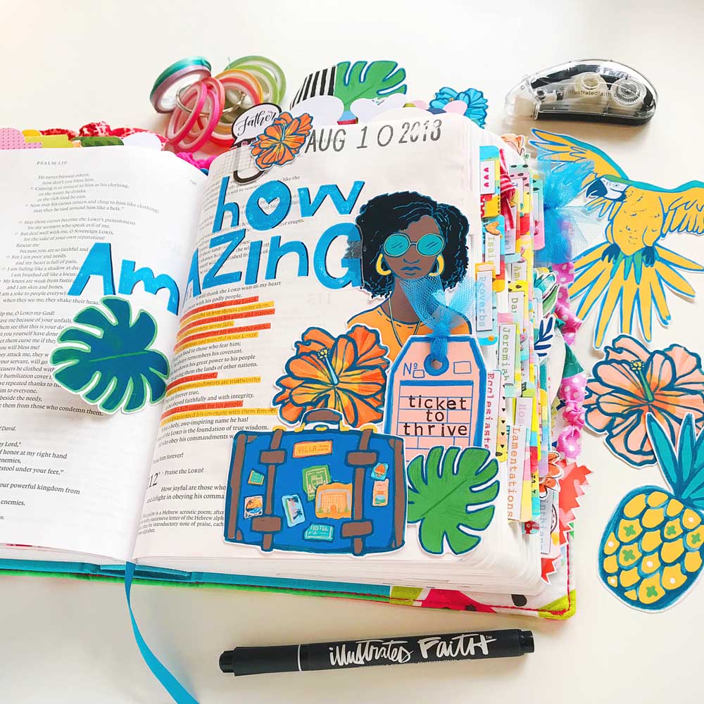 Print and Pray Mixed Media Hybrid Bible Journaling Tutorial by Cristin Howell | Stamping on Clear Sticker Sheets