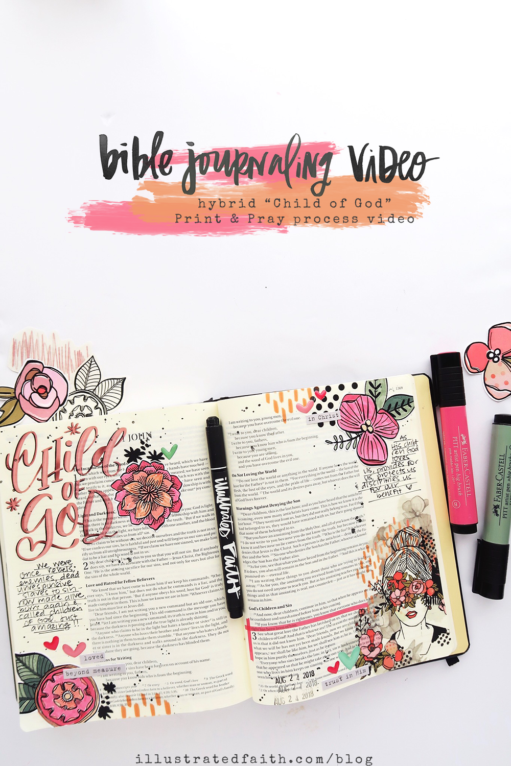 Print and Pray Hybrid Bible Journaling Process Video by Jillian aka Hello Jillsky using digital printables | Girl of God