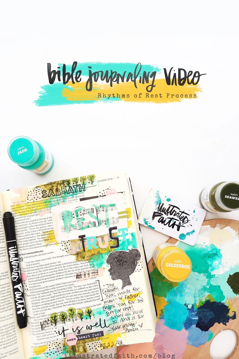 Print and Pray Bible Journaling Process Video by Jillian aka Hello Jillsky | Rhythms of Rest