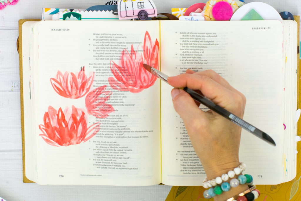 Watercolor Tutorial by Amy Bruce | Revival Camp 2018 Courage - Whimsical Watercolor Lotus Flowers and NeoColor II Stems