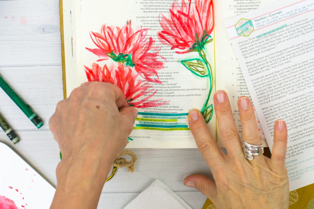 Watercolor Tutorial by Amy Bruce | Revival Camp 2018 Courage - Whimsical Watercolor Lotus Flowers and NeoColor II Stems