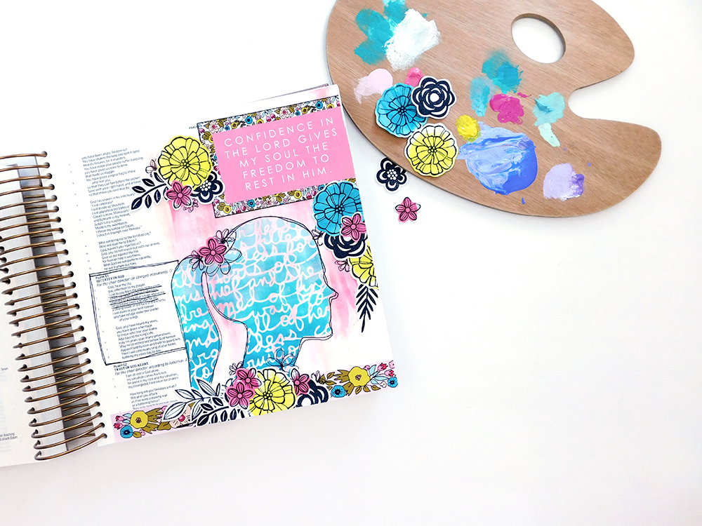 Print & Pray Hybrid Bible Journaling by Elaine Davis using digital printables | More Than Confidence | Illustrating Bible