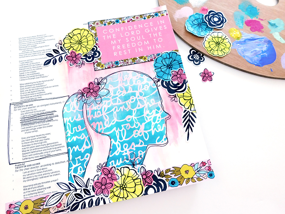 Print & Pray Hybrid Bible Journaling by Elaine Davis using digital printables | More Than Confidence | Illustrating Bible