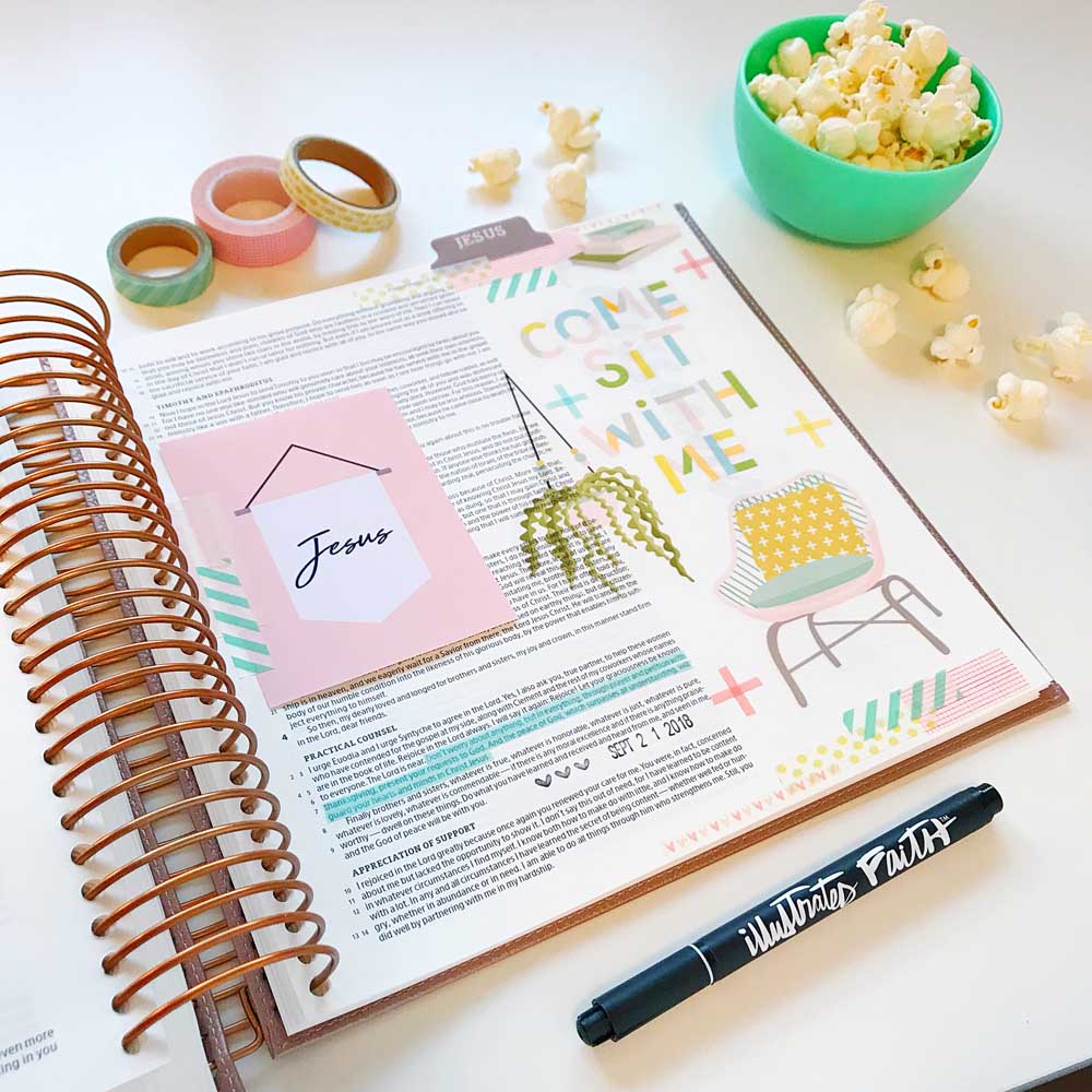 Print and Pray Hybrid Bible Journaling by Cristin Howell using digital printables | Come Sit With Me | Philippians 4:6-7