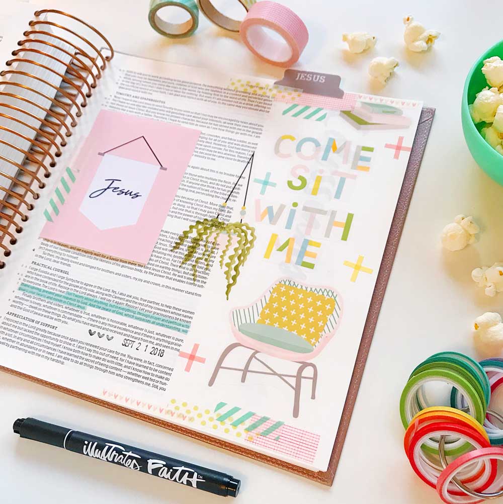 Print and Pray Hybrid Bible Journaling by Cristin Howell using digital printables | Come Sit With Me | Philippians 4:6-7