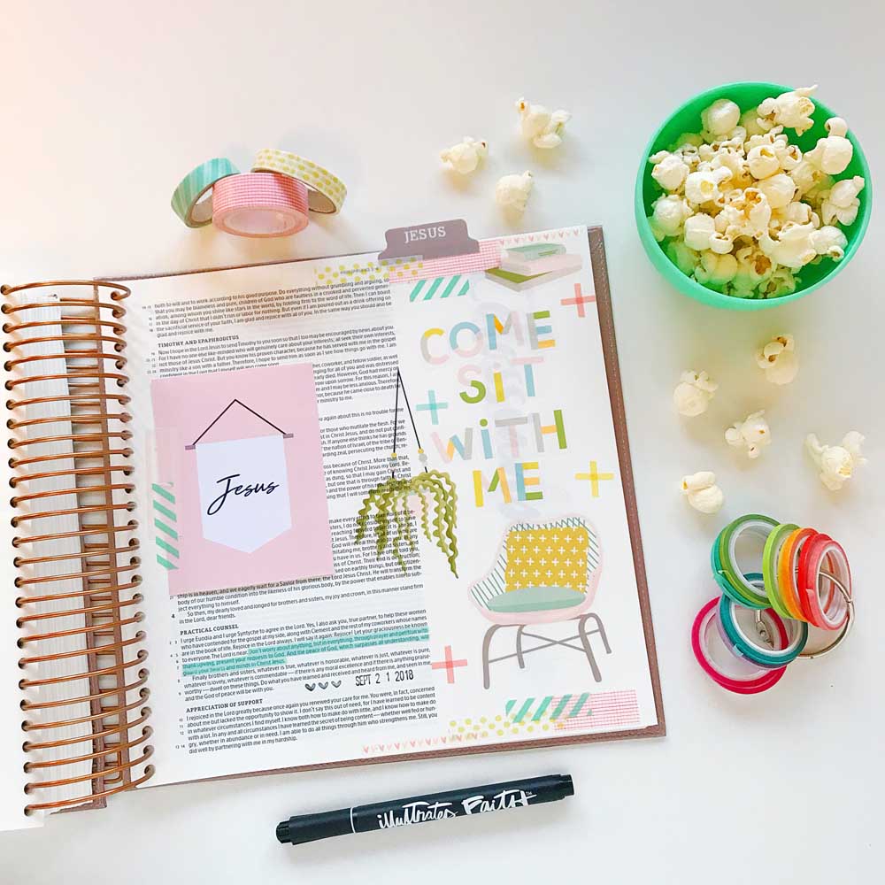 Print and Pray Hybrid Bible Journaling by Cristin Howell using digital printables | Come Sit With Me | Philippians 4:6-7