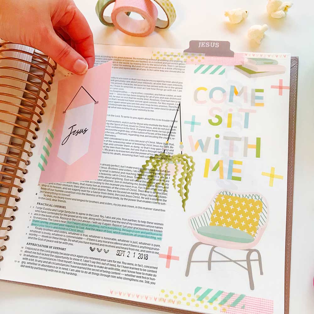 Print and Pray Hybrid Bible Journaling by Cristin Howell using digital printables | Come Sit With Me | Philippians 4:6-7