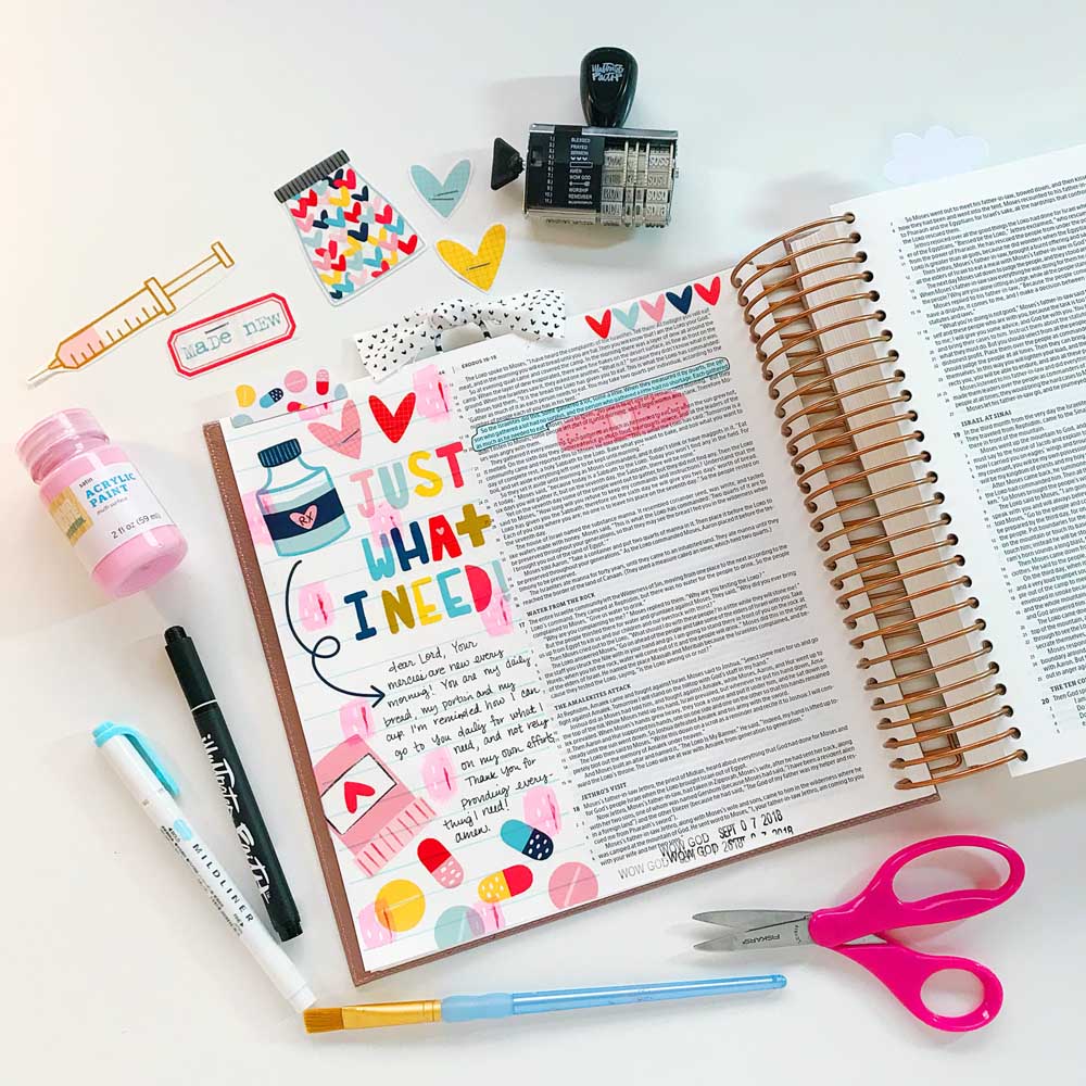 Print and Pray Hybrid Bible Journaling by Cristin Howell using digital printables | Just What I Need!