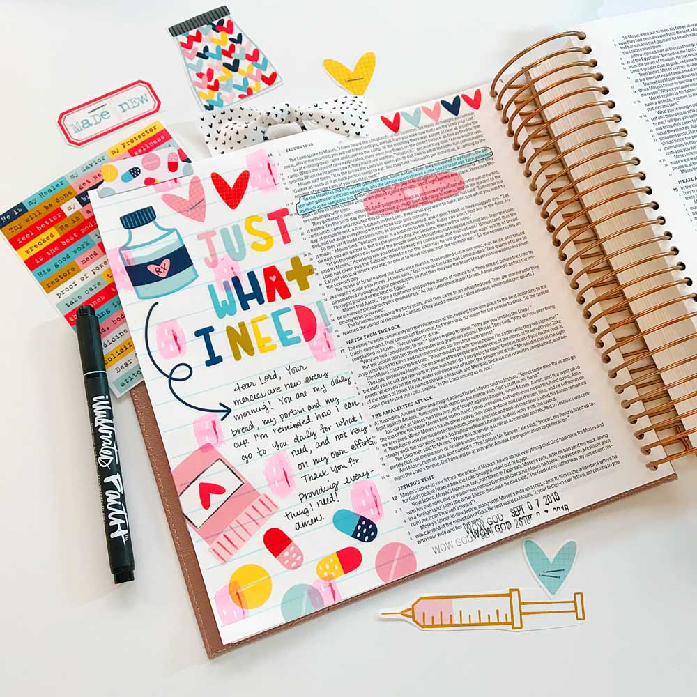 Print and Pray Hybrid Bible Journaling by Cristin Howell using digital printables | Just What I Need!
