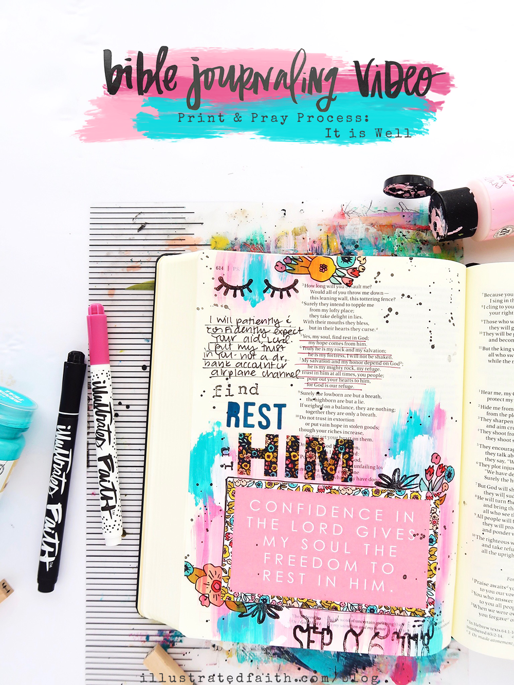 Print and Pray Bible Journaling Process Video by Jillian aka Hello Jillsky | It Is Well