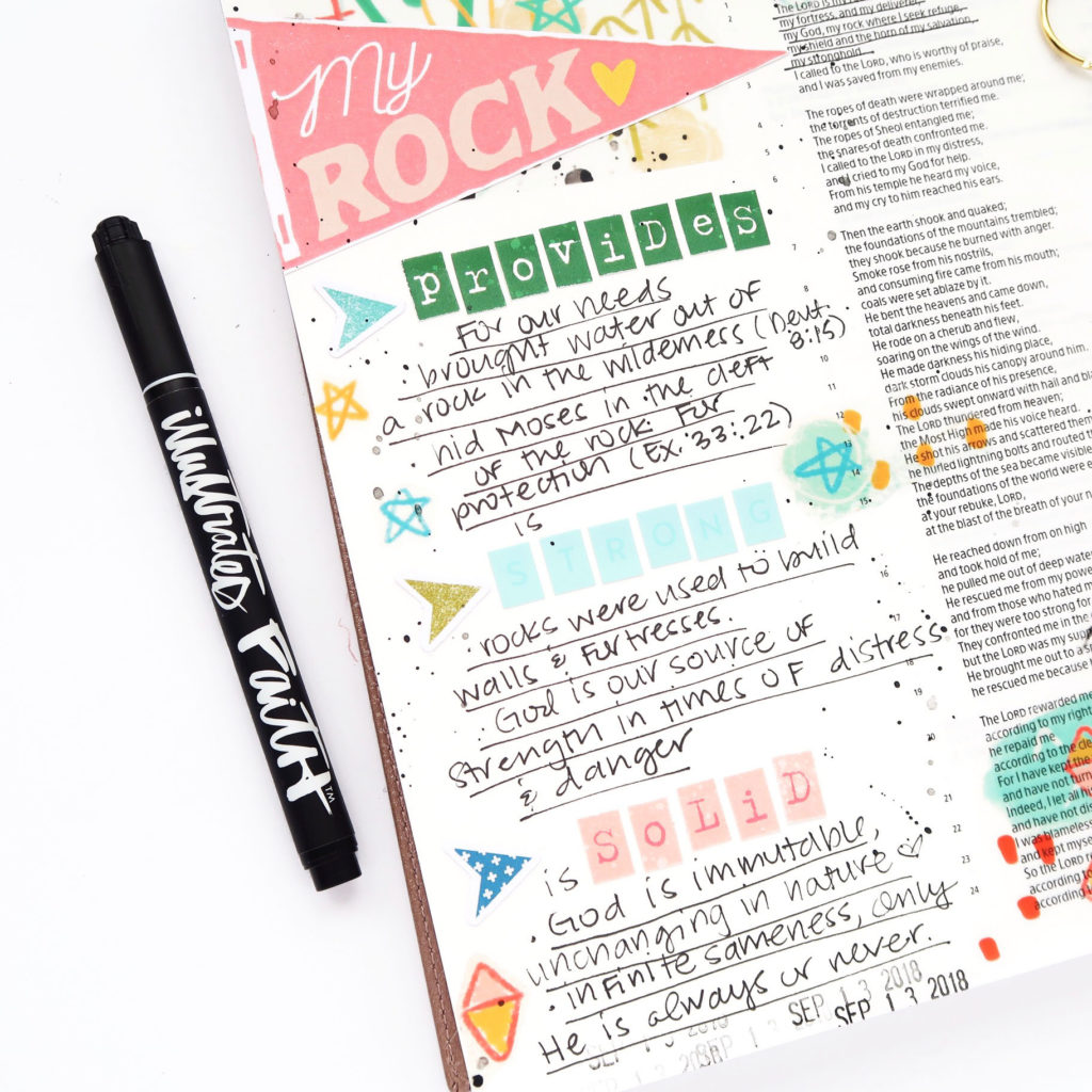 Bible Journaling Process Video by Jillian aka Hello Jillsky | Revival Camp Courage | Psalm 18:2 | Illustrating Bible