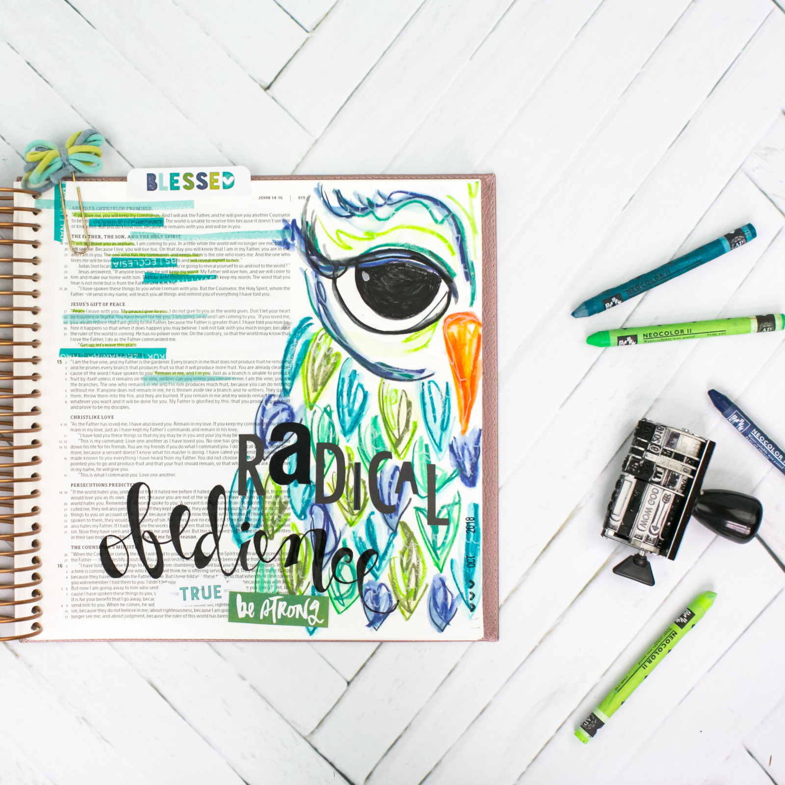 Radical Obedience - John 14:16-23 | Mixed Media Bible Journaling - Owl by Amy Bruce