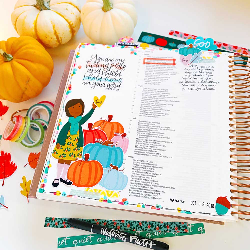 Print and Pray Hybrid Bible Journaling by Cristin Howell using digital printables | You are my Refuge