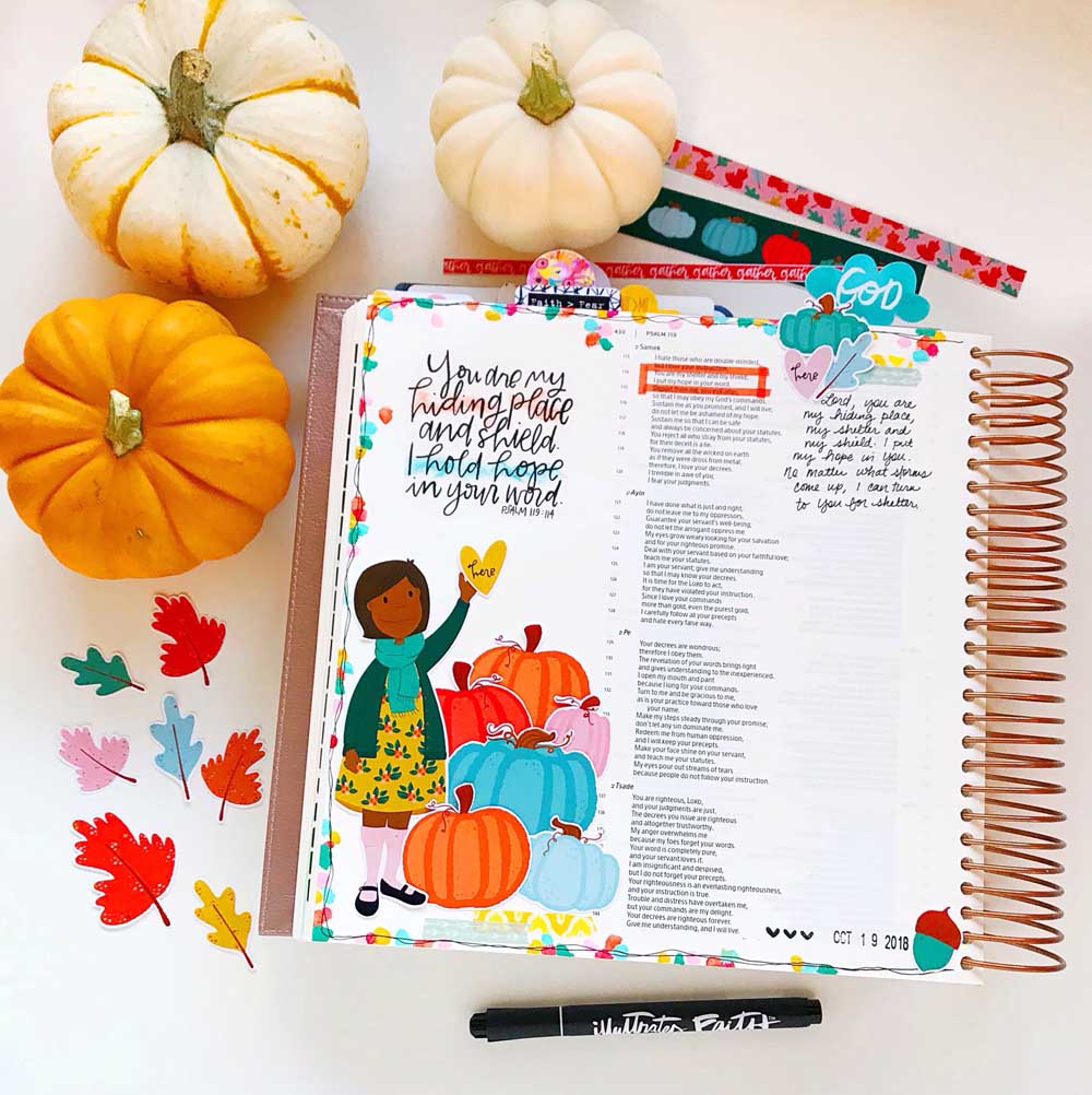 Print and Pray Hybrid Bible Journaling by Cristin Howell using digital printables | You are my Refuge