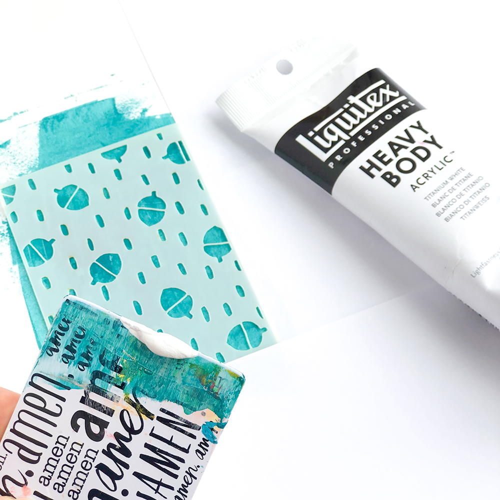 mixed media Bible journaling stenciling techniques by Heather Greenwood | 100 Days of Grace and Gratitude Kit