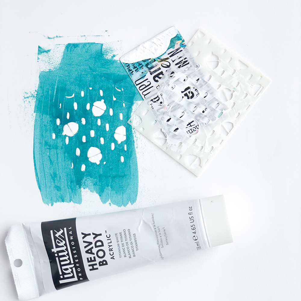 mixed media Bible journaling stenciling techniques by Heather Greenwood | 100 Days of Grace and Gratitude Kit