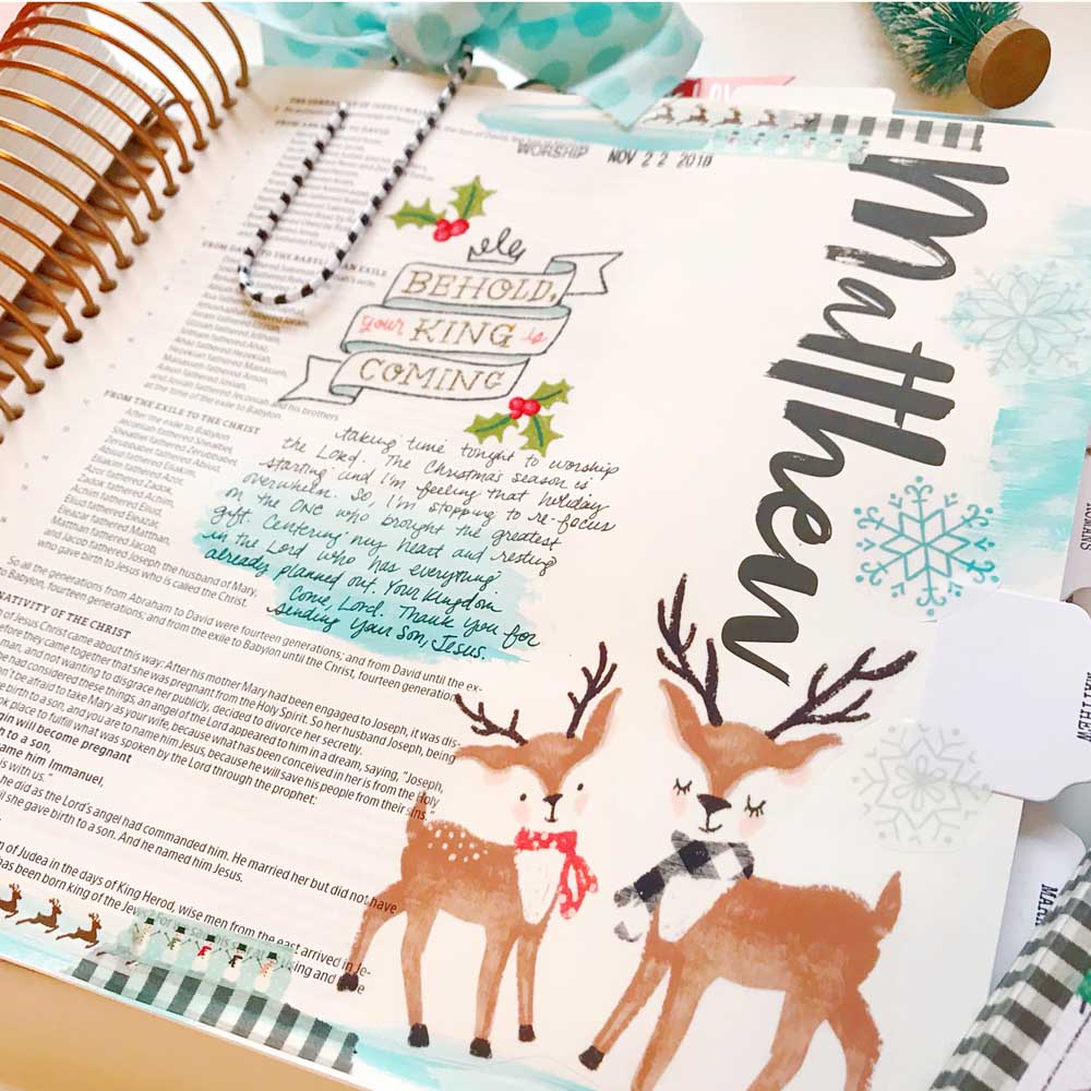 Hybrid Print and Pray Bible Journaling by Cristin Howell | The King is Coming | Matthew 1