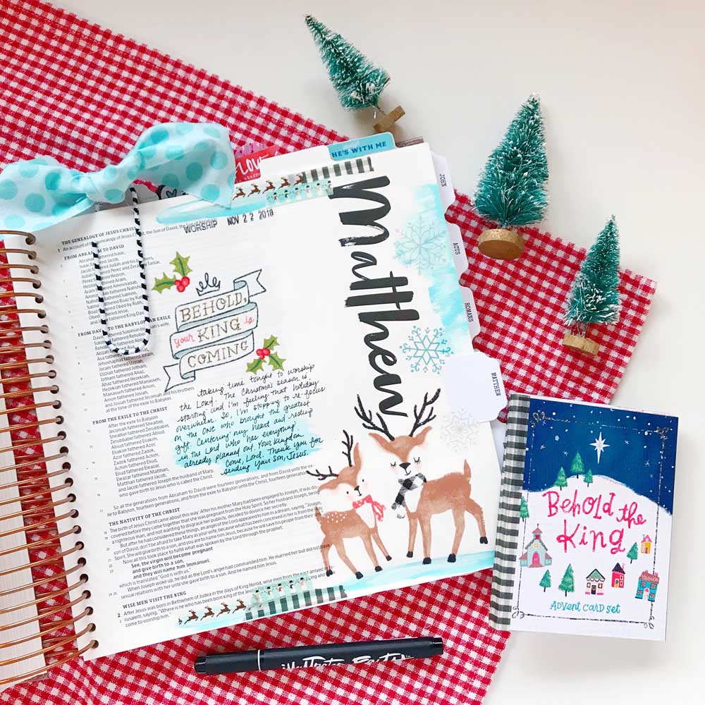 Hybrid Print and Pray Bible Journaling by Cristin Howell | The King is Coming | Matthew 1