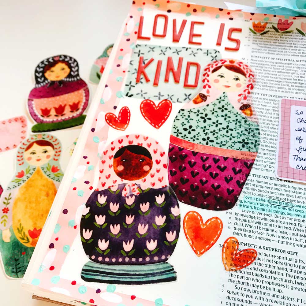 Print and Pray Hybrid Bible Journaling by Cristin Howell using digital printables | Love is Kind | 1 Cor. 13