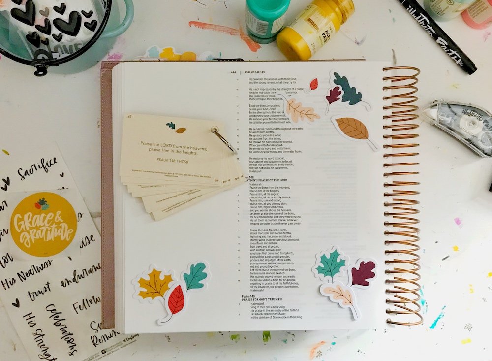 bible journaling 100 days of grace and gratitude with April aka marine parents | CELEBRATION | psalms 148:1