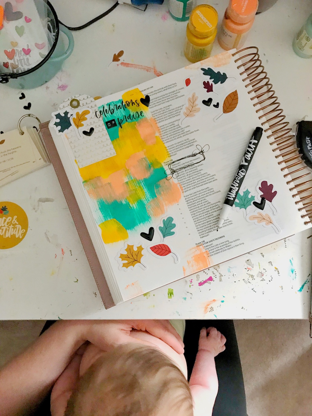 bible journaling 100 days of grace and gratitude with April aka marine parents | CELEBRATION | psalms 148:1