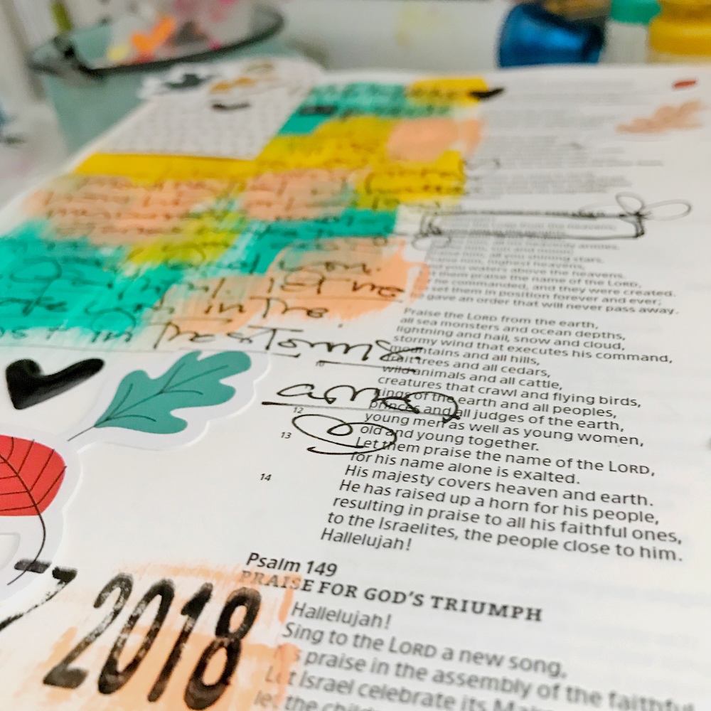 bible journaling 100 days of grace and gratitude with April aka marine parents | CELEBRATION | psalms 148:1