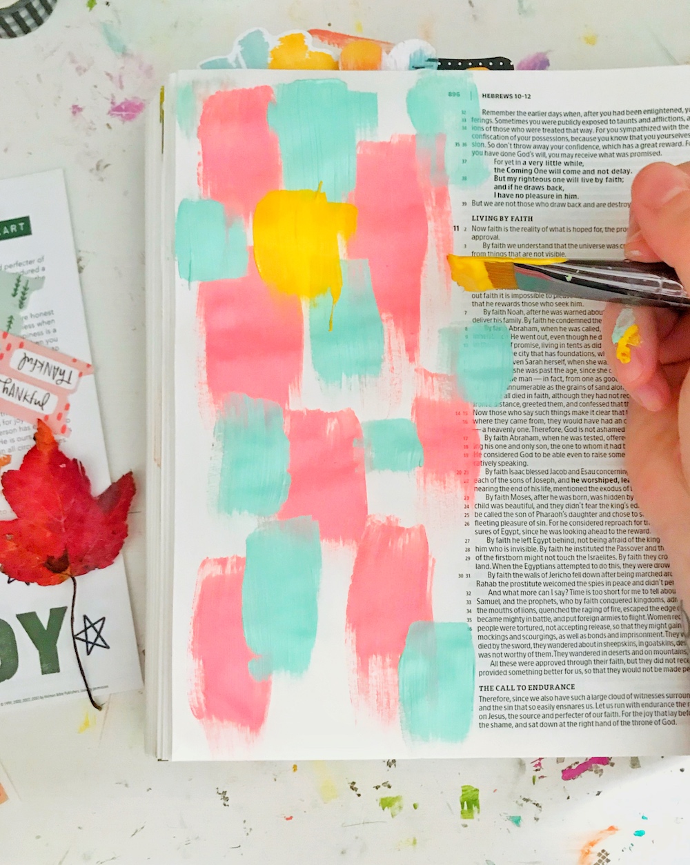 bible journaling 100 days of grace and gratitude with April aka marine parents | JOY | hebrews 12:1-2