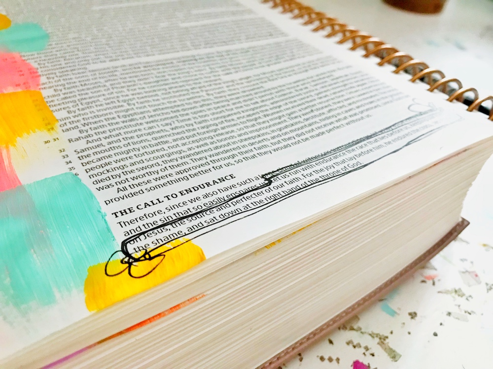 bible journaling 100 days of grace and gratitude with April aka marine parents | JOY | hebrews 12:1-2