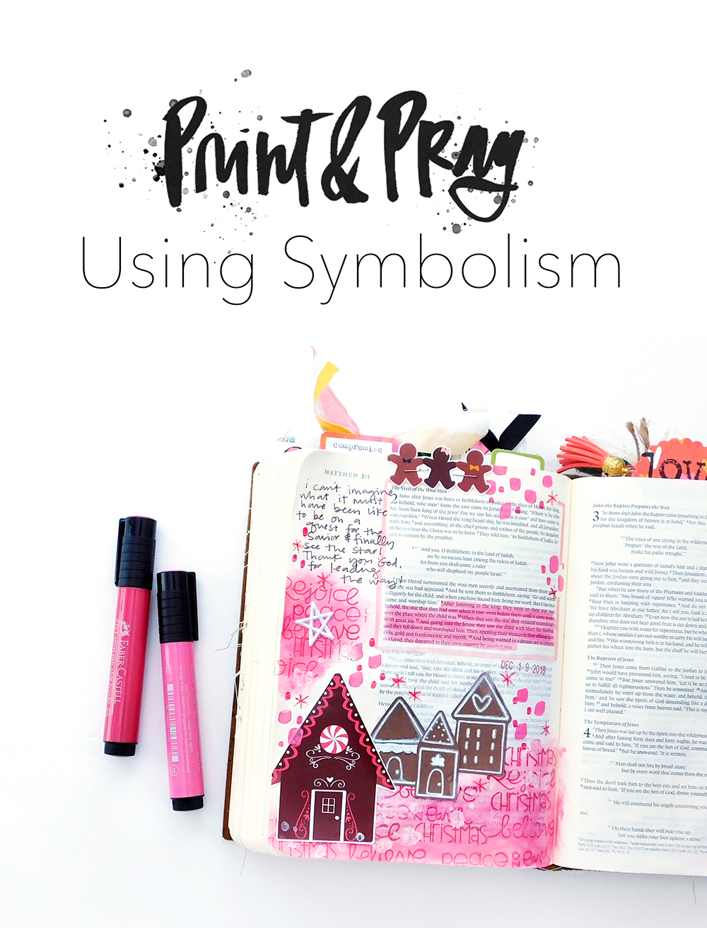 Print & Pray Hybrid Bible Journaling by Elaine Davis using digital printables | Using Symbolism!