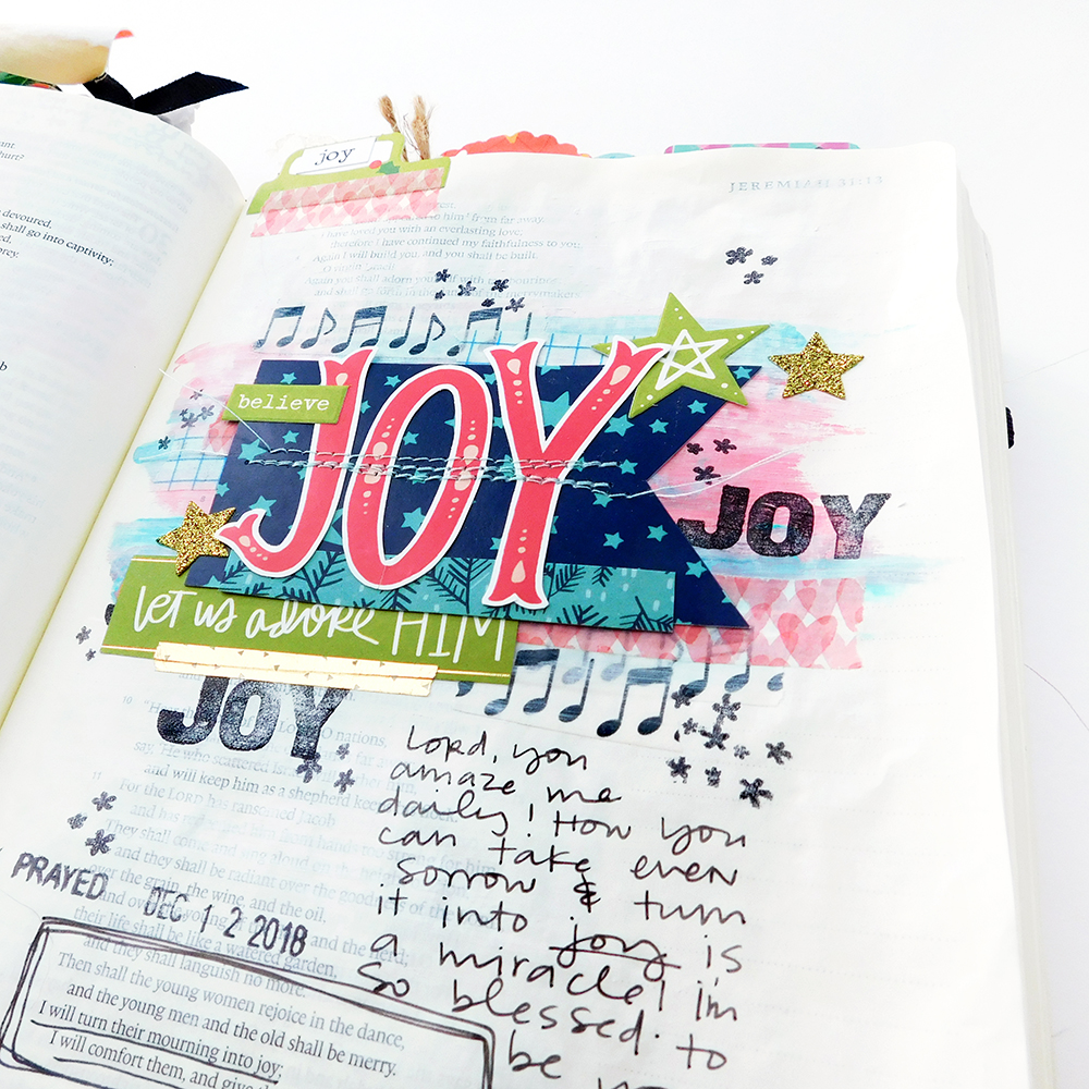 Print & Pray Hybrid Bible Journaling by Elaine Davis using digital printables | JOY | Jeremiah 31:13