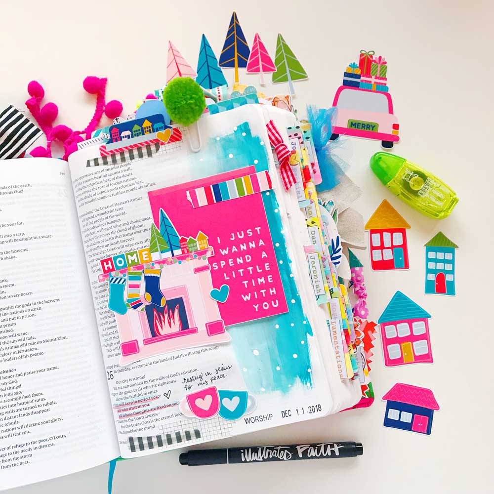 Print and Pray Hybrid Bible Journaling by Cristin Howell using digital printables | A Little Time With You | Isaiah 26:3