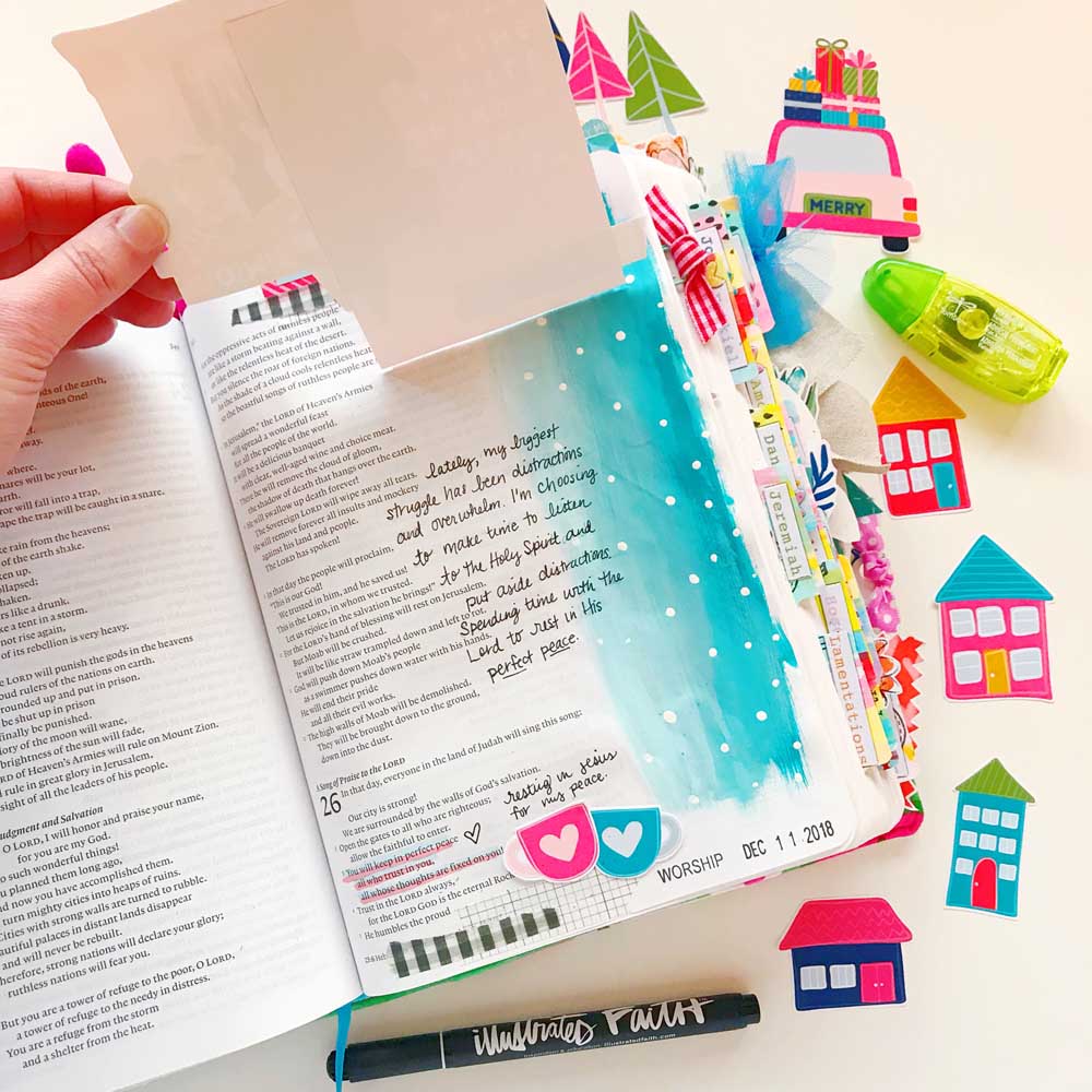 Print and Pray Hybrid Bible Journaling by Cristin Howell using digital printables | A Little Time With You | Isaiah 26:3