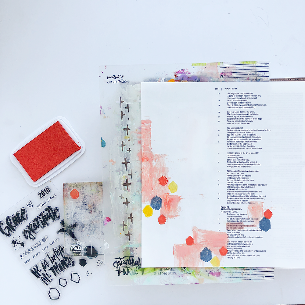 Mixed Media Bible Journaling | Mark-Making Techniques by Heather Greenwood | Psalms 23:3