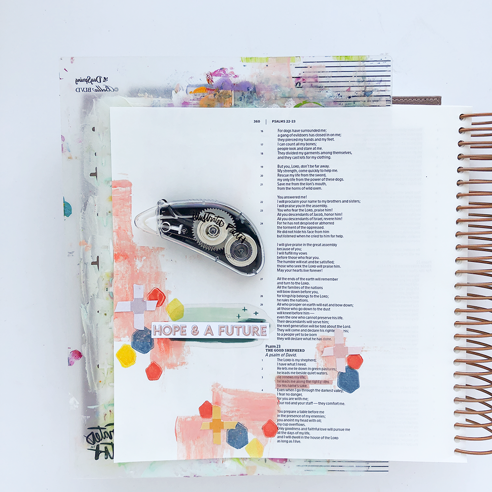 Mixed Media Bible Journaling | Mark-Making Techniques by Heather Greenwood | Psalms 23:3