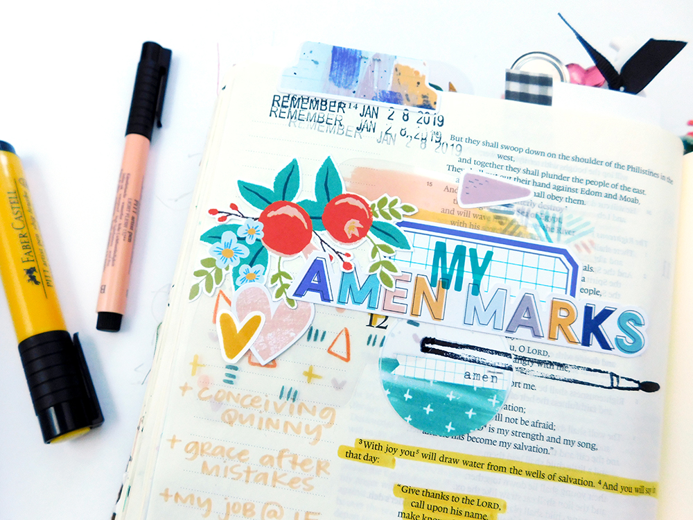 Print & Pray + The Mark Maker Kit // Part 2 Bible Journaling by Elaine Davis using digital printables