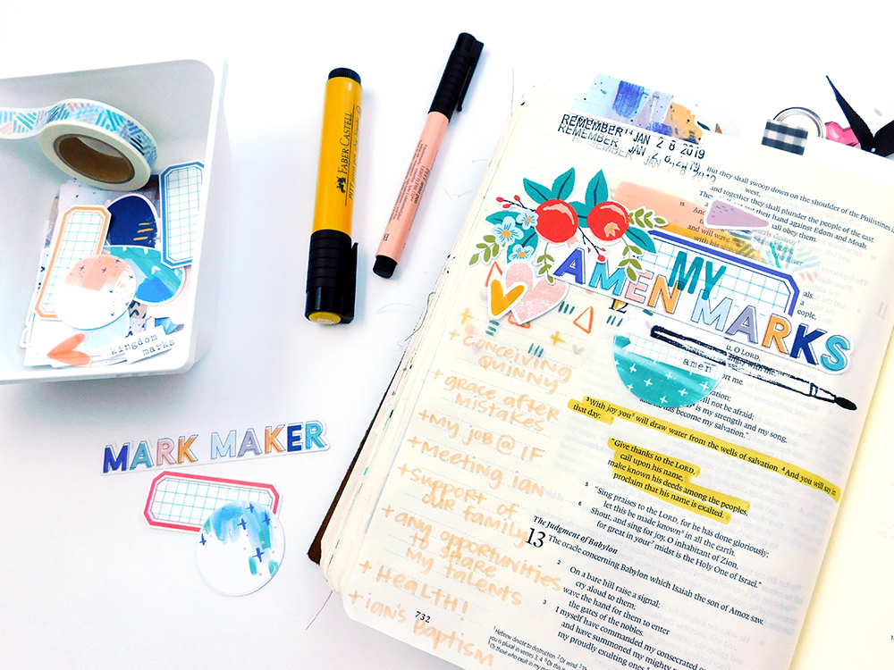 Print & Pray + The Mark Maker Kit // Part 2 Bible Journaling by Elaine Davis using digital printables