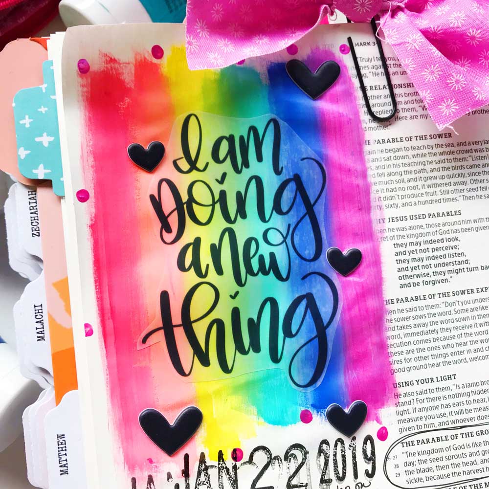 Mixed Media Print and Pray Bible Journaling by Cristin Howell | He's Doing a New Thing | Mark 4:26-29