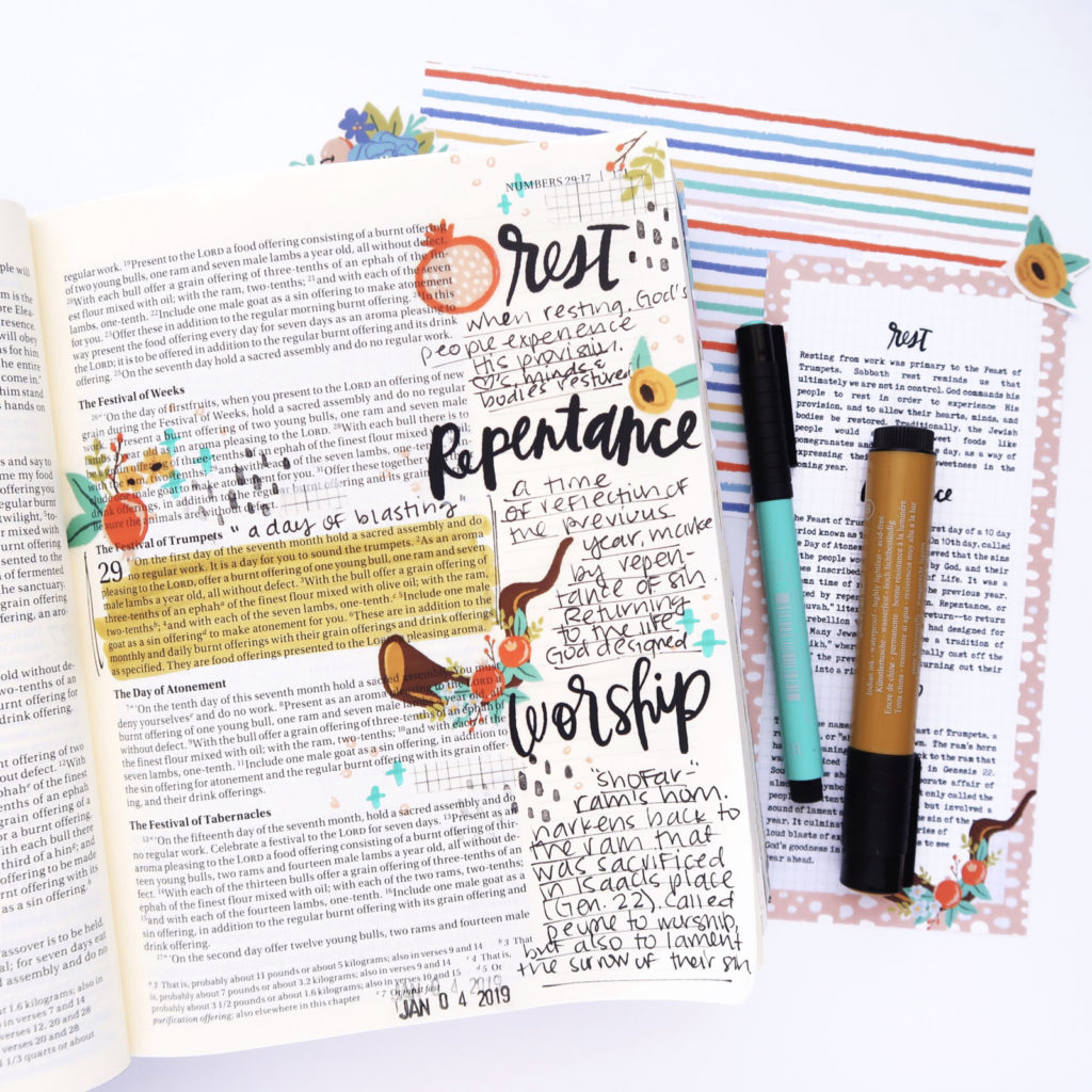 Print and Pray Bible Journaling Process Video by Jillian aka Hello Jillsky | New Year, New Mercies | 1 Thessalonians 4:16