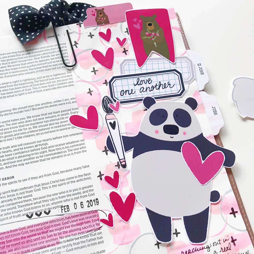 Print and Pray Hybrid Bible Journaling by Cristin Howell using digital printables | Love One Another | 1 John 4