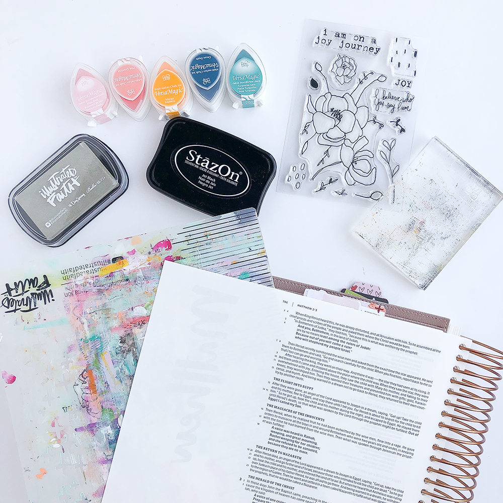 Mixed Media Bible Journaling Tutorial by Heather Greenwood | Stamping and Inks | The Joy Journey: Matthew 3:8