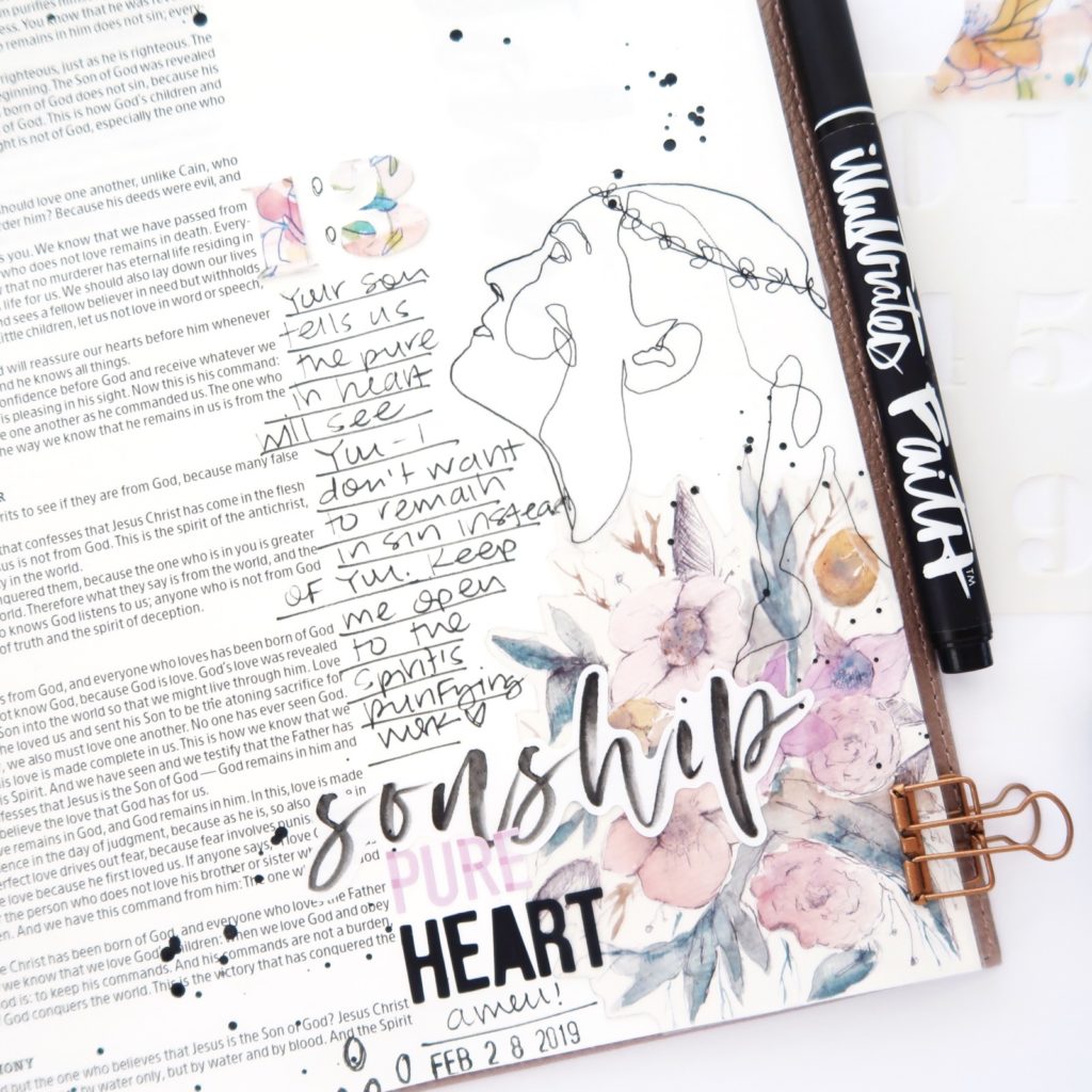 Hybrid Bible Journaling Process Video by Jillian aka Hello Jillsky using digital printables | Joy Journey | 1 John 3:1-6