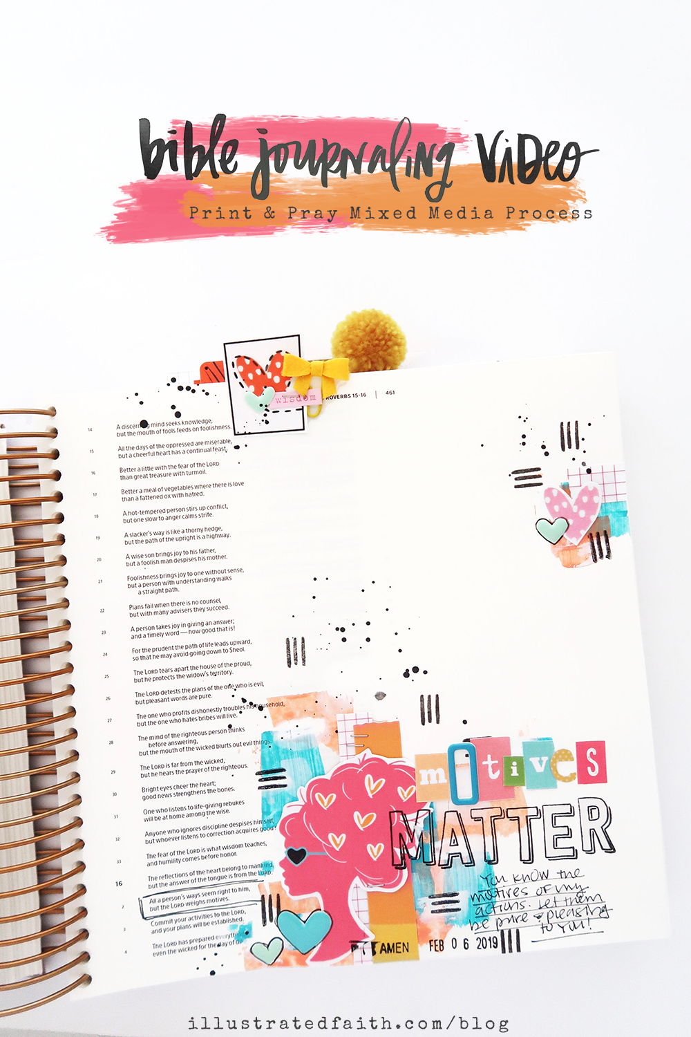 Print and Pray Mixed Media Hybrid Bible Journaling Process Video by Jillian aka Hello Jillsky using digital printables | Proverbs 16:2