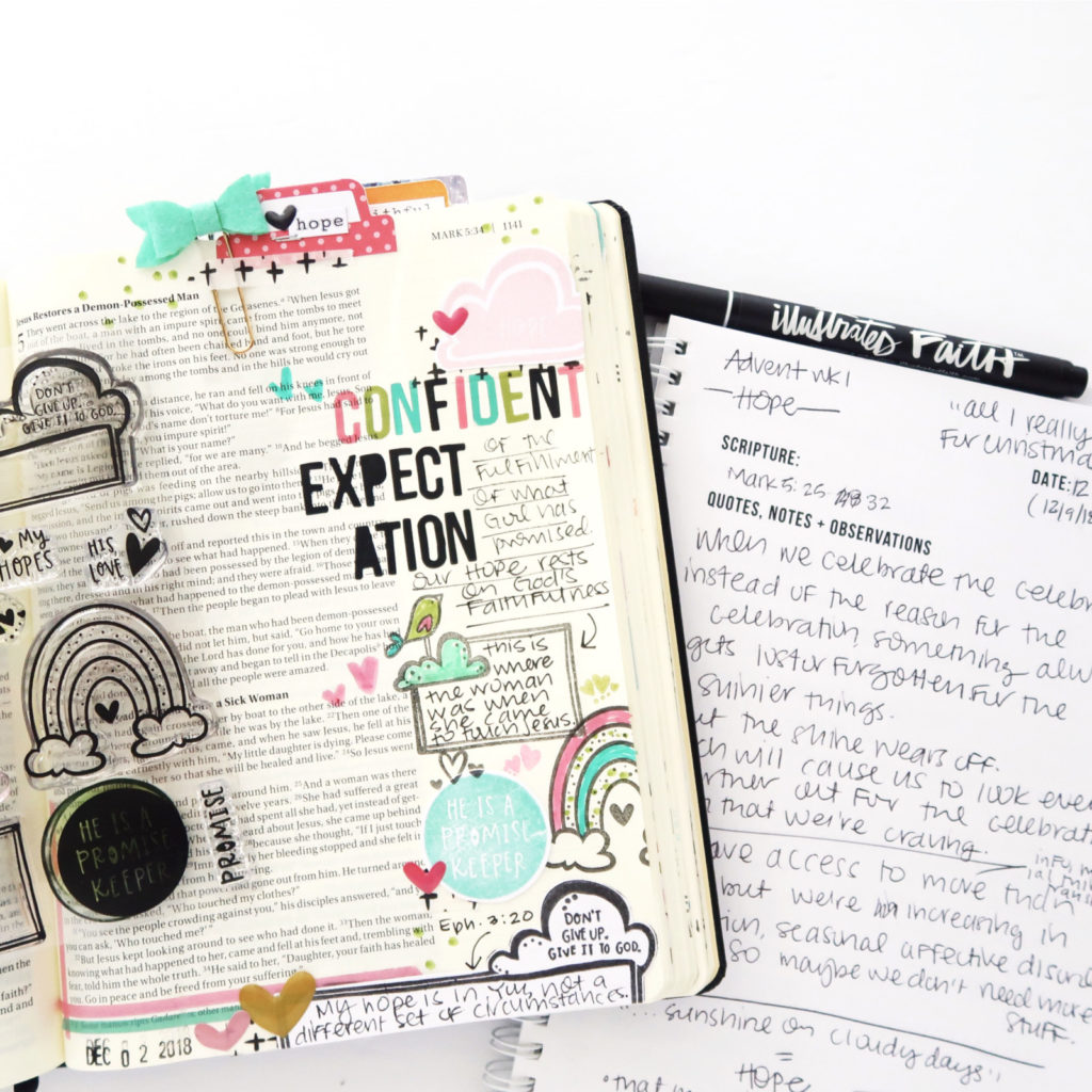 Bible Journaling Process Video by Jillian aka Hello Jillsky | Rainbow Promises | Bible Journaling Sermon Notes | Mark 5:25-28