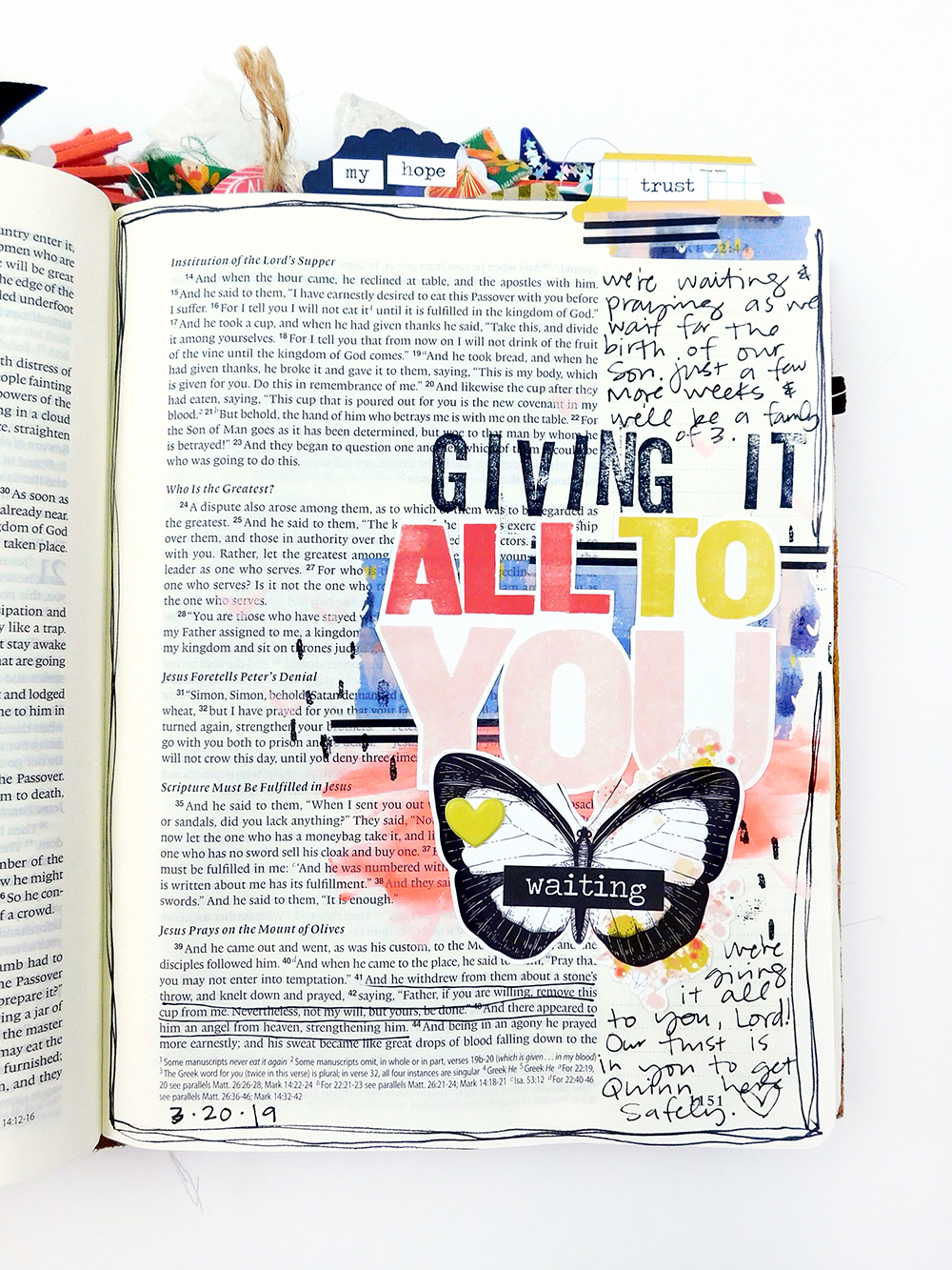 Print & Pray Hybrid Bible Journaling by Elaine Davis // All To You