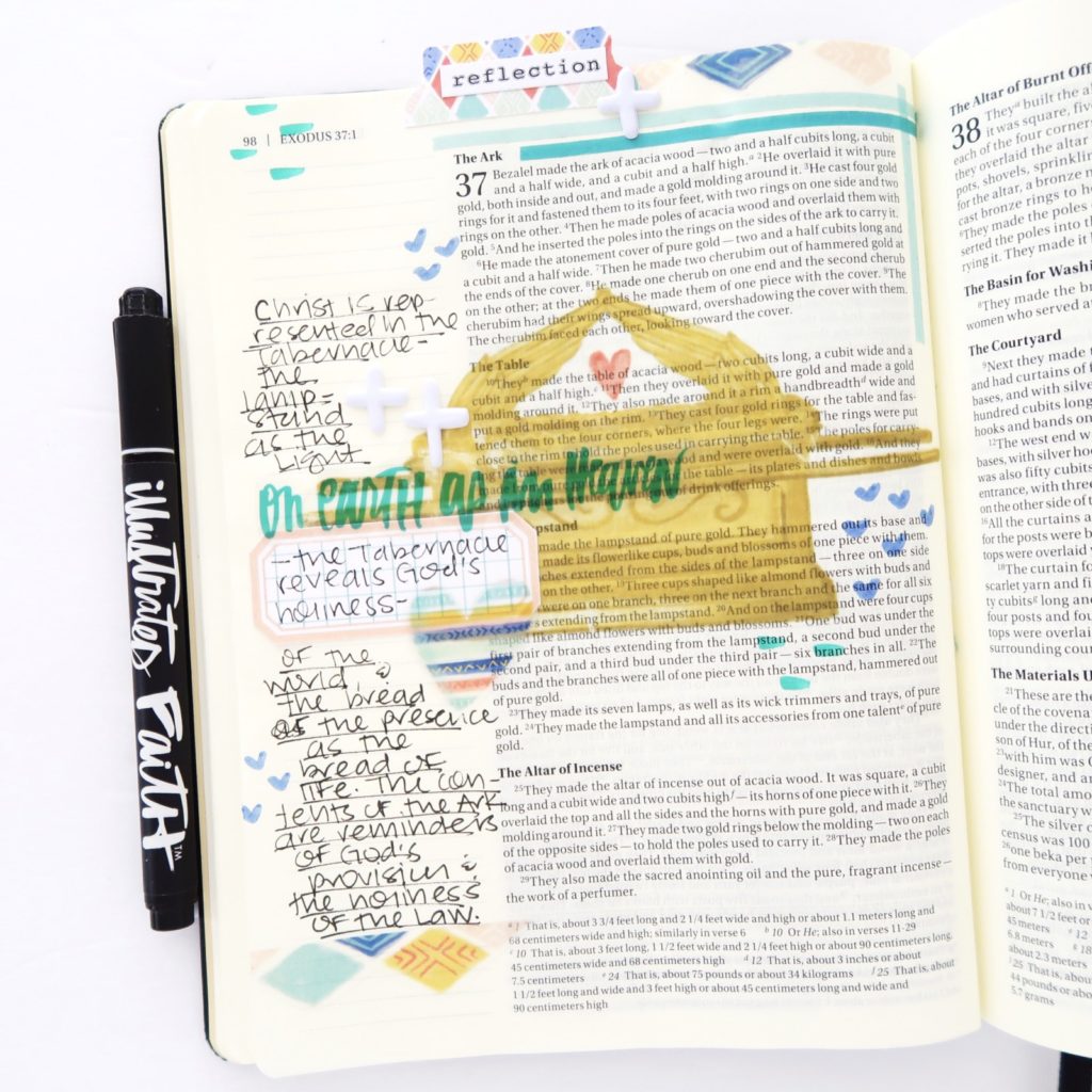 Hybrid Bible Journaling Process Video by Jillian aka Hello Jillsky using digital printables | Draw Near | Hebrews 10:19-22