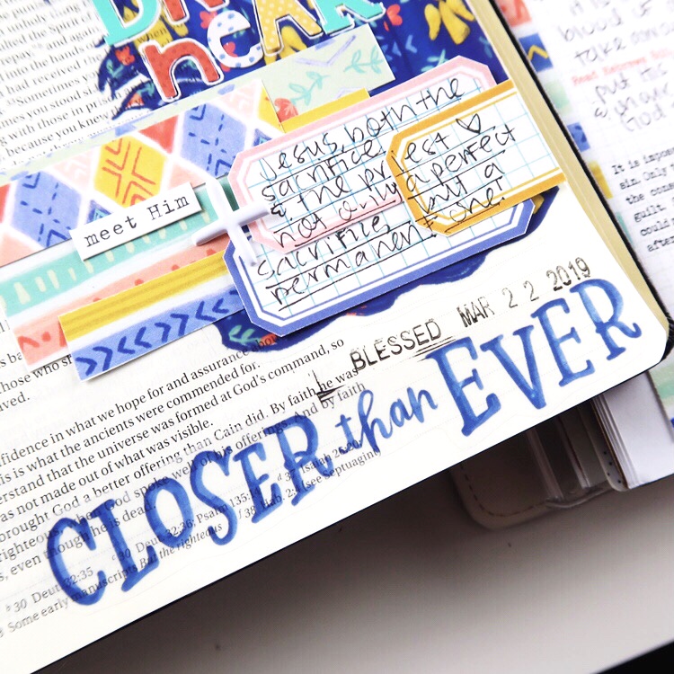 Hybrid Bible Journaling Process Video by Jillian aka Hello Jillsky using digital printables | Draw Near | Hebrews 10:19-22