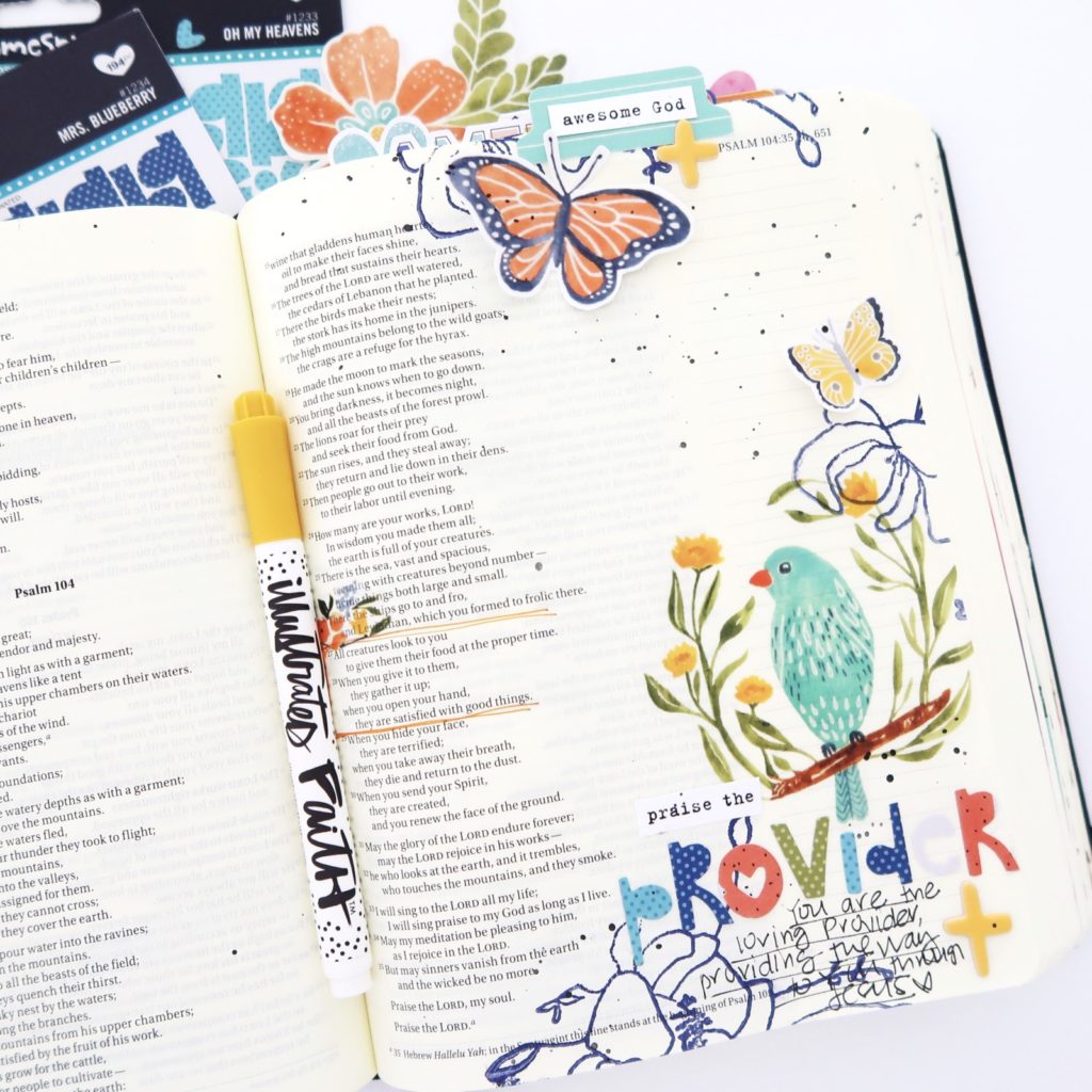 Print and Pray Hybrid Bible Journaling Process Video by Jillian aka Hello Jillsky | Forgiven and Free | Psalm 104