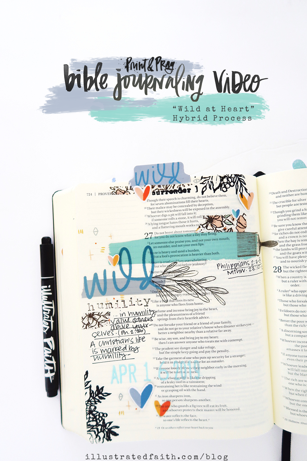 Print and Pray Hybrid Bible Journaling by Jillian aka HelloJillsky using digital printables | Wild at Heart | Philippians 2:3-8