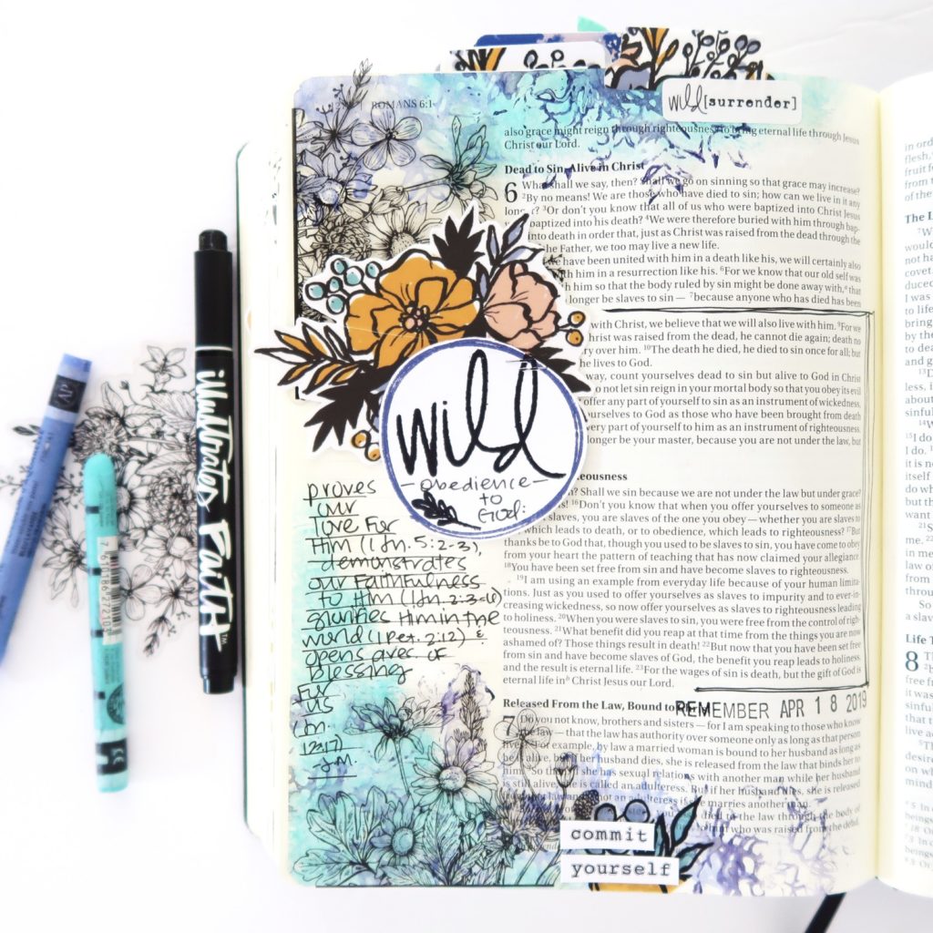 Mixed Media Bible Journaling Process Video by Jillian aka Hello Jillsky | Wild Obedience | Romans 6