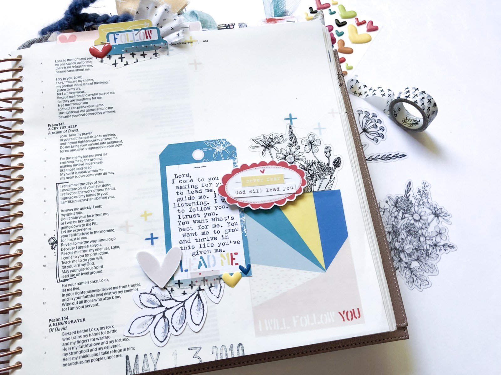 Print and Pray Bible Journaling by Rebecca Jensen using digital printables | Lead Me | Psalm 143